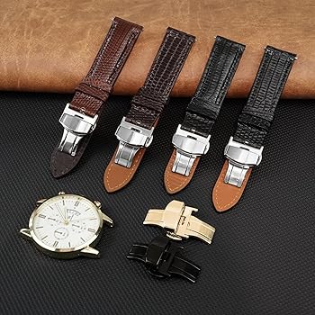 DULUGS 時計 ストラップ ベルト クロコダイル ネイビー Dバックル付き DULUGS 時計 ストラップ ベルト クロコダイル ネイビー D